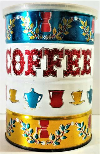 Vintage Embossed 2 Lb Coffee Tin / Can Rare Limited Edition 1960`s
