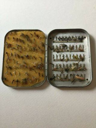 Vintage Wheatley Silmalloy metal Fly Box w 85 clips 112 flies Made in England 2