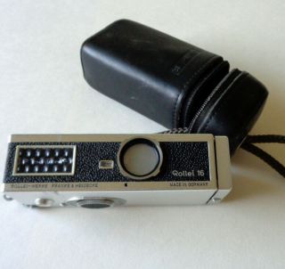 Vintage Rollei 16 Subminiature Camera W/ Case & Lanyard Germany Franke Heidecke