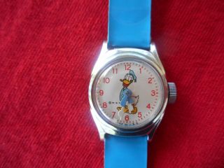 Vintage 1955 Donald Duck Wind Up Watch,  U.  S.  Time 01 L85