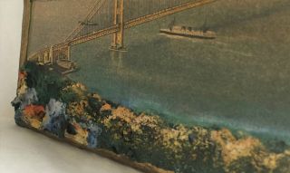 Vintage Unique 1938 Golden Gate Bridge Souvenir Picture with Raised Relief RARE 3