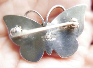 Vintage Sterling Silver Guilloche Enamel Butterfly Brooch Volmer Bahner 3