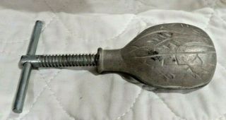 Vtg Metal Nutcracker Screw Vice Walnut Shaped Nut And Shell Cracker Collectible