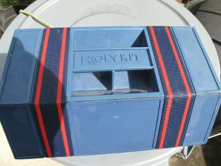 Vtg Rolykit Roll Up Storage Tackle Box Sewing Tools Organizer Container Blue