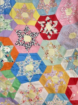 Vintage Unfinished Hand Stitched Quilt Top 79 " X 68 "
