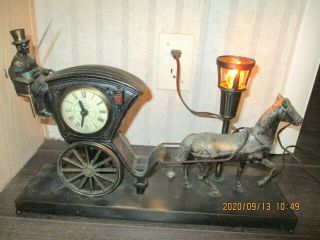 Horse Carriage United Sessions Clock Lamp Vintage 1960s Hanson Cab,