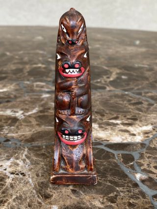 Totem Pole Decorative Authentic Alaska Craft Ketchikan Alaska,  4.  25 " Vintage