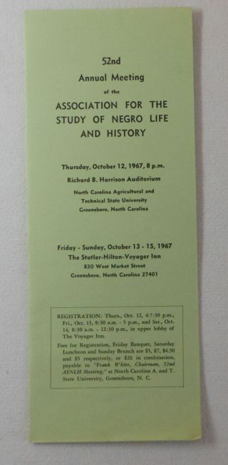 1967 Association For The Study Of Negro Life & History Program,  Greensboro Nc