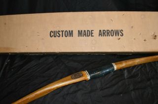 Vintage Indian Archery Bow Evansville Ind.  & Box Of Custom - Made Arrows