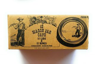 Vintage Anchor Hocking Mason Jar Canning Caps Lids Rings (regular) Old Stock