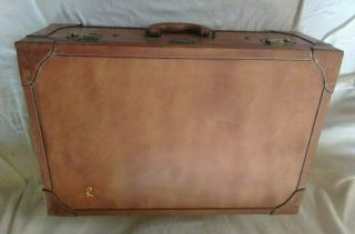 Vintage Hardcase Quality Leather Luggage Suitcase w/keys Brass Hardware 24 