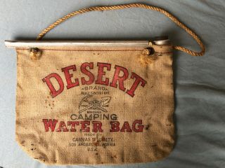 Vintage Desert Brand Camping Water Bag By Canvas Specialty Usa
