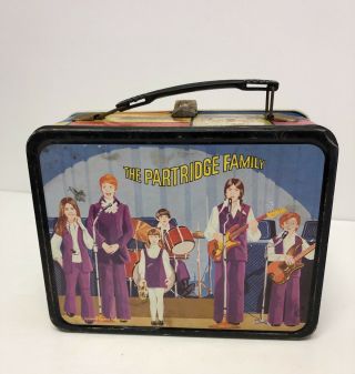 Vintage " The Partridge Family " Thermos Tin Handled Lunch Box 1971 Columbia Pic