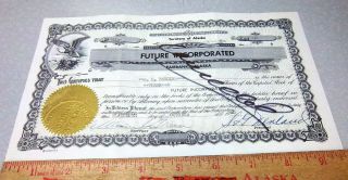 Vintage Territory Of Alaska Future Incorporated Stock Certificate,  Cancelled