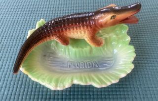 Vintage (1950’s) Florida Souvenir Alligator Ceramic Ash Tray/trinket Dish - Photos