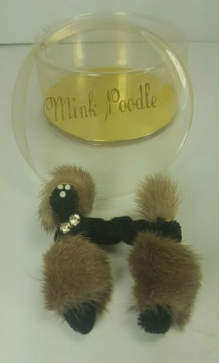 Vintage 1950s Mink French Poodle Pin Or Brooch