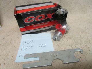29 Vintage Cox.  15 / N.  O.  S Factory Airplane Engine W/ Wrench