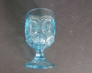 Vintage L.  E.  Smith Blue Goblet Stemmed Glass Moon And Stars 5 3/4” 3