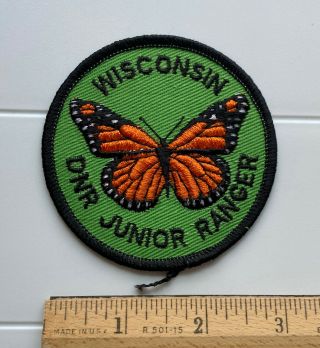 Wisconsin Dnr Junior Ranger Monarch Butterfly Round Green Embroidered Patch