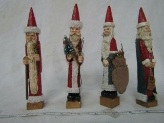 Vintage Old World Style Santa Figurines 1 Set Of 4