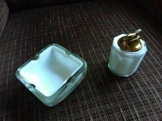 Vintage Evans Table Cigarette Lighter With Matching Ash Tray - C 6