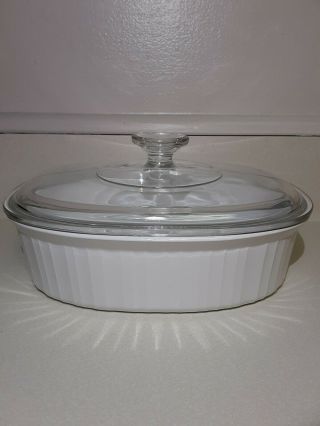 Corning Ware Vintage French White F - 12 - B |1.  8l Oval Casserole W/pyrex Lid