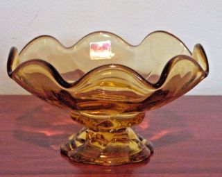 Vintage Viking Glass Epic Amber 8 Petal Single Candlestick Holder Pedestal Base