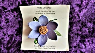 Vtg Retro - Hinterland Flower Brooch - " The Crocus " Handcrafts 2 " Leather Fashion