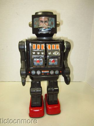 Vintage Japan Amico Horikawa Attacking Martian Robot Bo Space Toy Tin Black