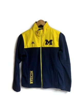 Vintage Adidas University Of Michigan Wolverines Fleece Jacket Size Small Ladies