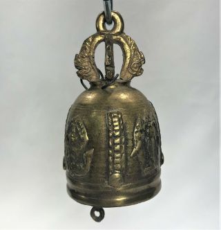 Vintage Brass Bell 3 1/4 Inch Elephant Goddess Embossed