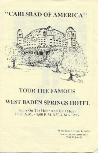 Tour The Famous West Baden Springs Hotel Brochure Carlsbad Of America