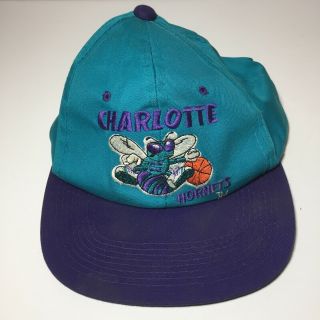 Vintage 90s Charlotte Hornets Nba Snapback Hat Youth Size Adjustable Cap Usa