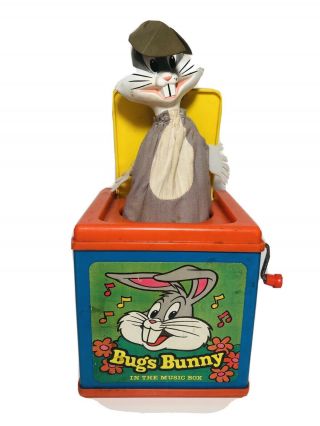 Vintage Bugs Bunny Musical Jack In The Box Mattel Made In Usa Collectible