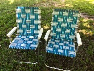 Vintage Style Aluminum Lawn Chair Folding,  Webbed,  American Made.