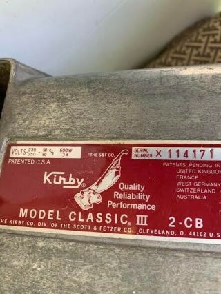 Vintage Kirby Classic III Vacuum Cleaner Model 2 - CB 2