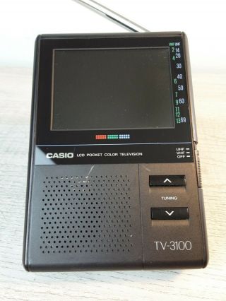 As - Is Vintage Casio Tv - 3100 Handheld Color Tv 3.  3 " Lcd