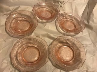 Vintage Pink Depression Glass Patrician Spoke Pattern 5 Inches Berry Bowl