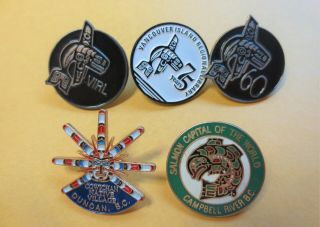 5 British Columbia Native Design Pins Duncan Campbell River Bc Virl