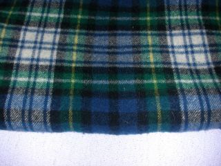 Vintage 100 Wool Blue Plaidthrow Or Baby Blanket