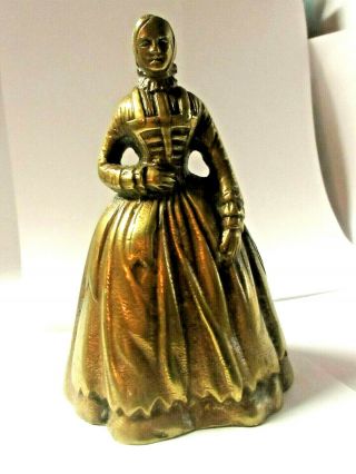 Vintage Brass Colonial Williamsburg Lady Dinner Bell 5 " Tall,  Very Heavy