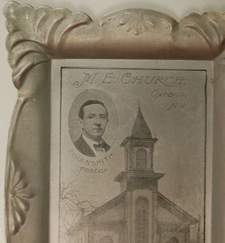Oxford NJ,  M.  E.  Church,  Rev.  A.  N.  Smith,  Printed on Aluminum Pin Tray c1910 2