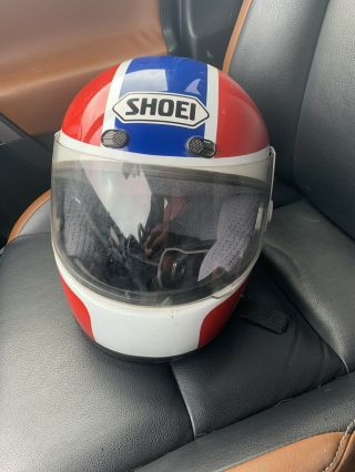 Vintage 1985 Shoei Rf - V Motorcycle Helmet Red White And Blue