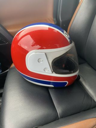 Vintage 1985 Shoei RF - V Motorcycle Helmet Red White and Blue 2