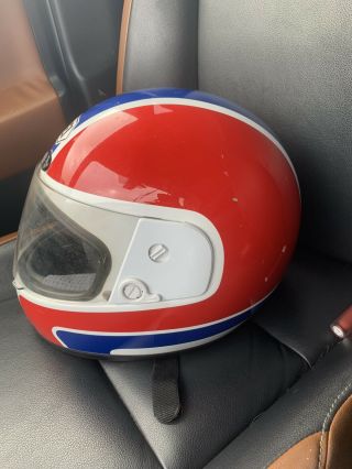 Vintage 1985 Shoei RF - V Motorcycle Helmet Red White and Blue 3