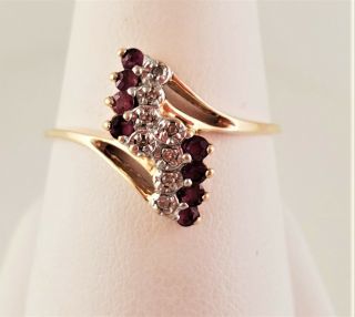Vintage 10 Karat Gold With 1/3 Diamonds And Rubies Ring