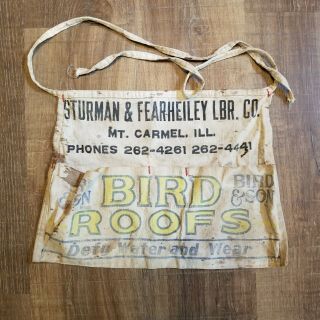 Vintage Nail Apron Sturman & Fearheiley Lumber Co.  Mt Carmel Il Bird & Son Roofs
