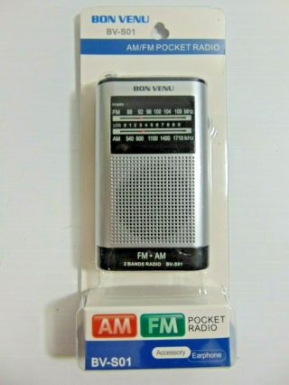 Am/fm Pocket Radio W/ Earphone Bon Venu Bv - S01 Dual Band Emergency