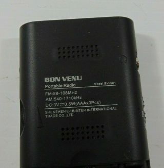 AM/FM Pocket Radio w/ Earphone Bon Venu BV - S01 Dual Band Emergency 3