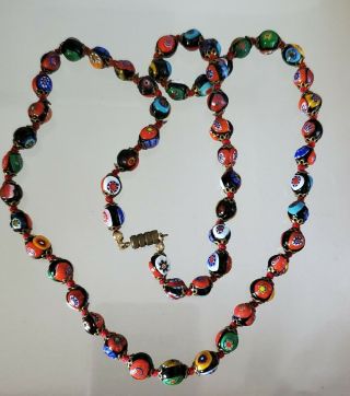 Vintage Murano Millefiori Italian Art Glass Necklace